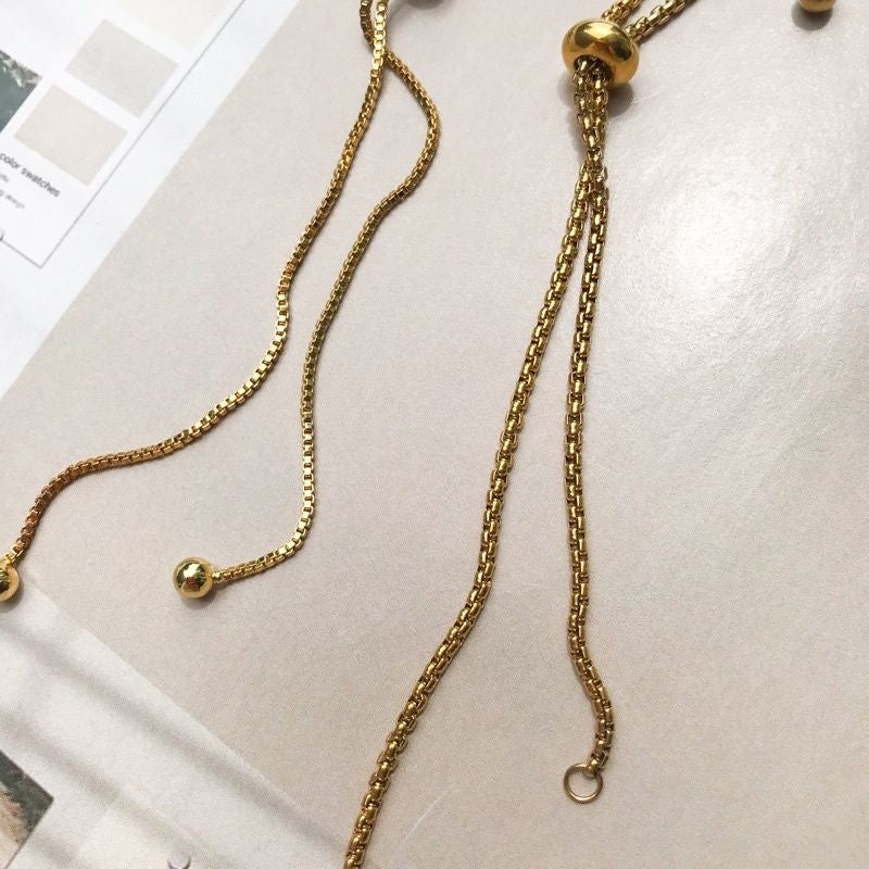 Flexible Boxchain Slider Bracelets -  Stainless Steel/ 18k Gold-Rolled