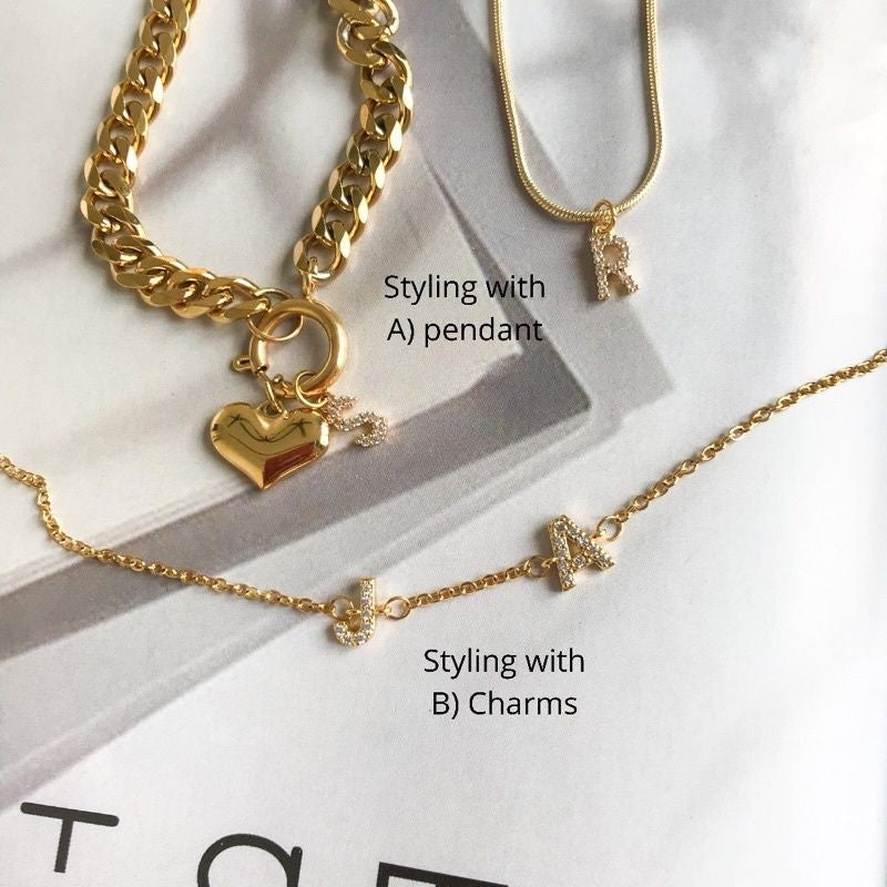 A - T Alphabet Letter Initial Pendant 1pc - 18k Rolled Gold