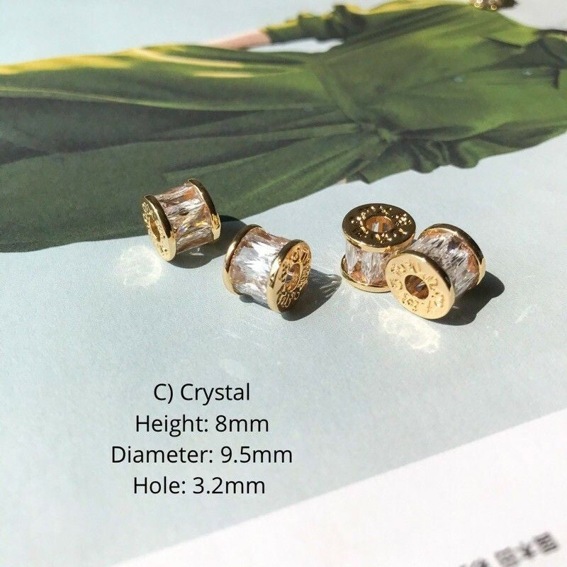 Round Sparkle Spacer Charms 1pc - 14K Rolled Gold