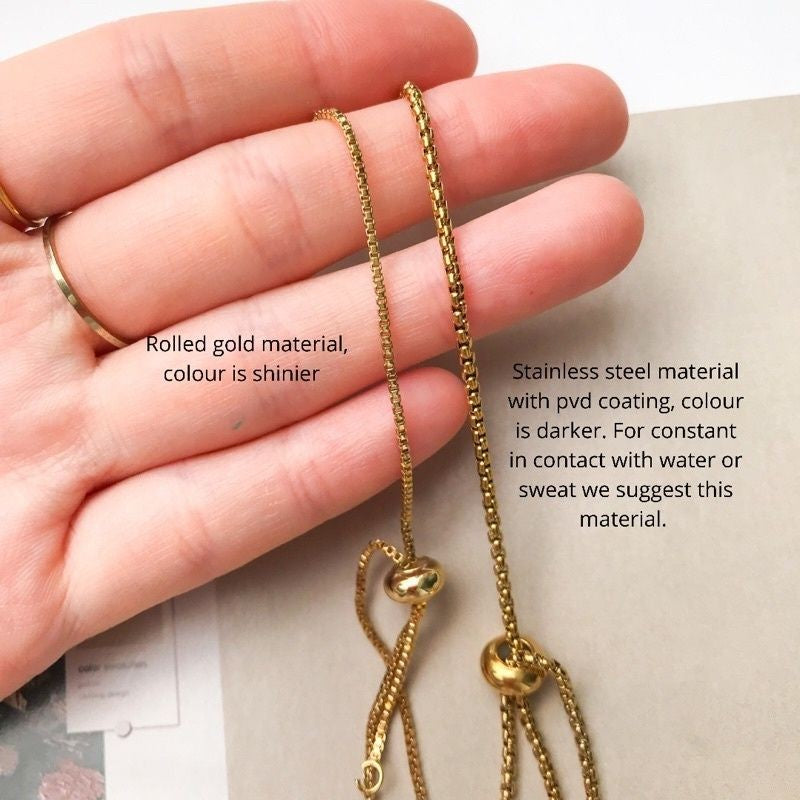 Flexible Boxchain Slider Bracelets -  Stainless Steel/ 18k Gold-Rolled