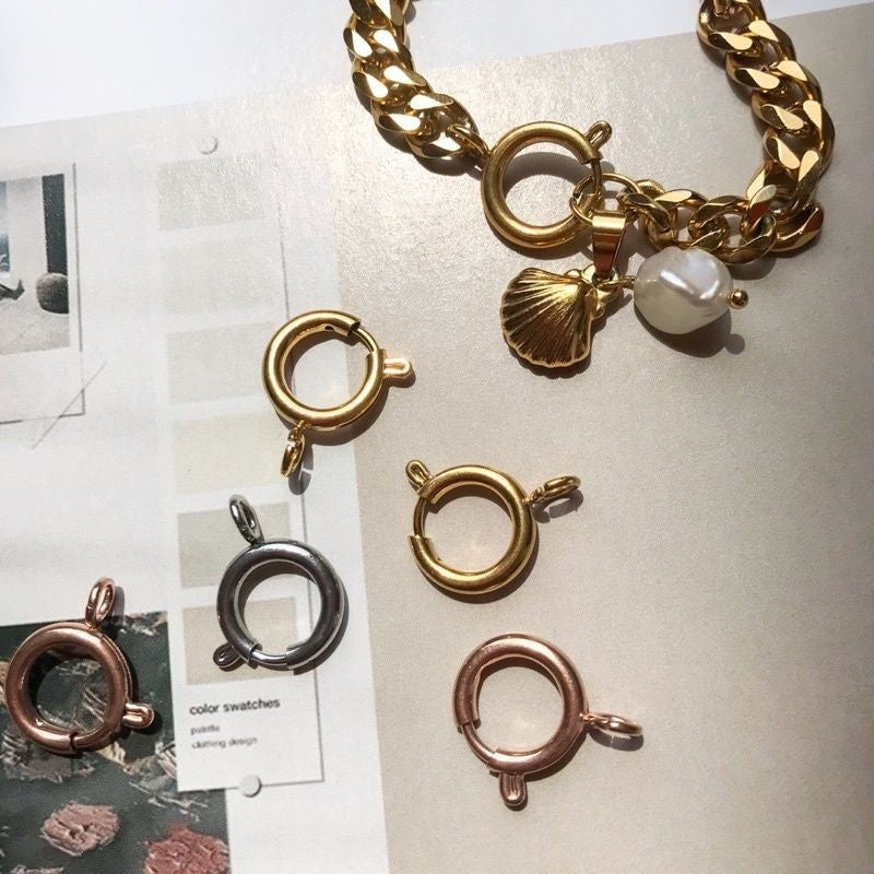 Spring clasp  Endings - Stainless steel / Gold Filled/ 925 silver