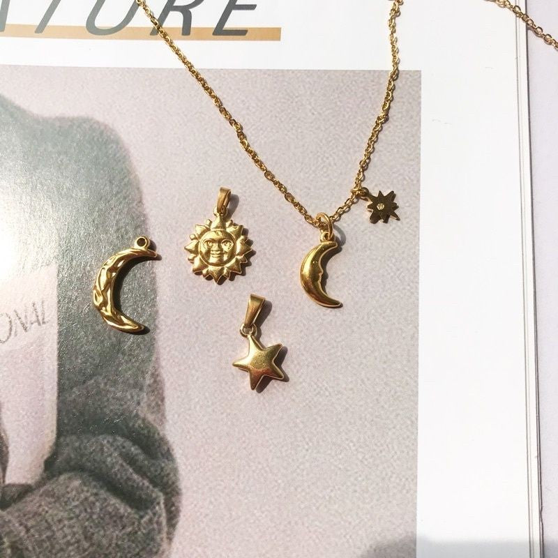 Moon Star Sun Pendant 1Pc - Stainless Steel