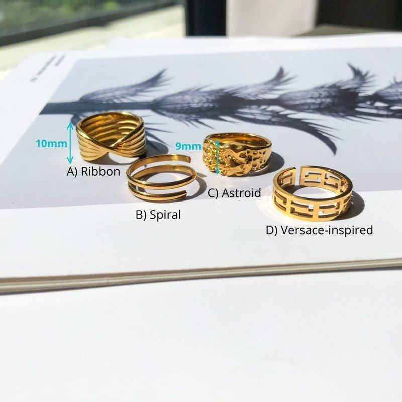 Ribbon Design Minimalist ring 1pcs - Stainless steel