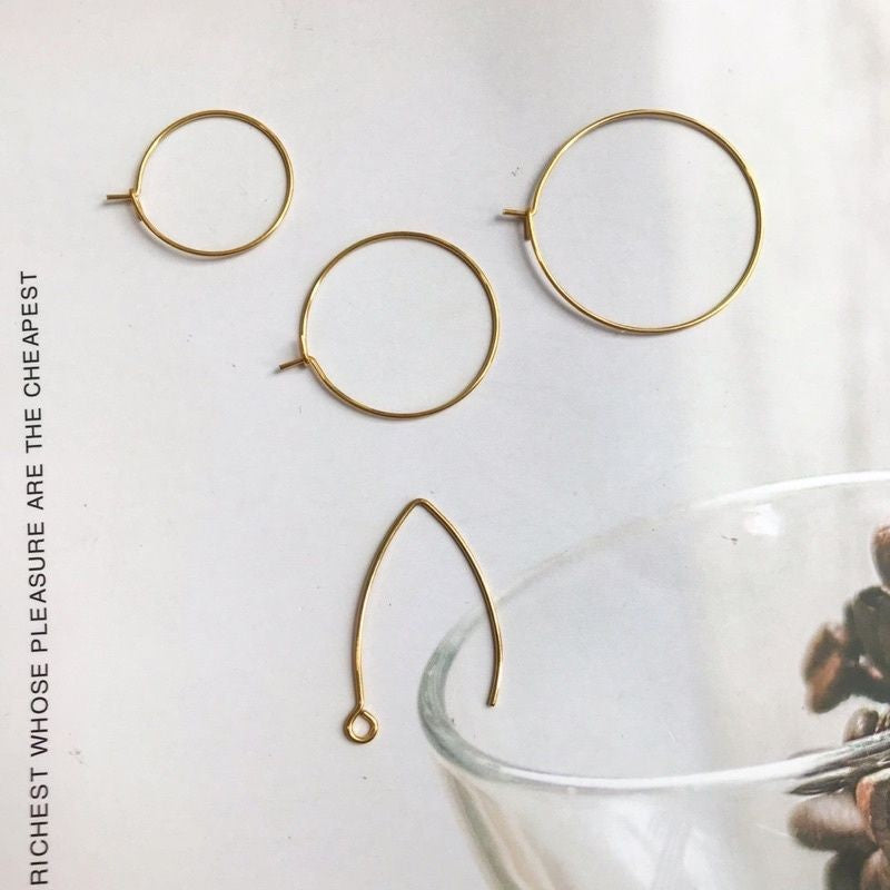 Wire Hoop/ Hoop Thin Earrings 1Pair - Stainless Steel