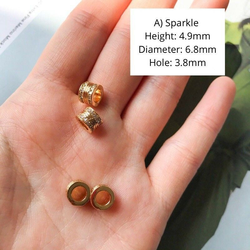 Round Sparkle Spacer Charms 1pc - 14K Rolled Gold