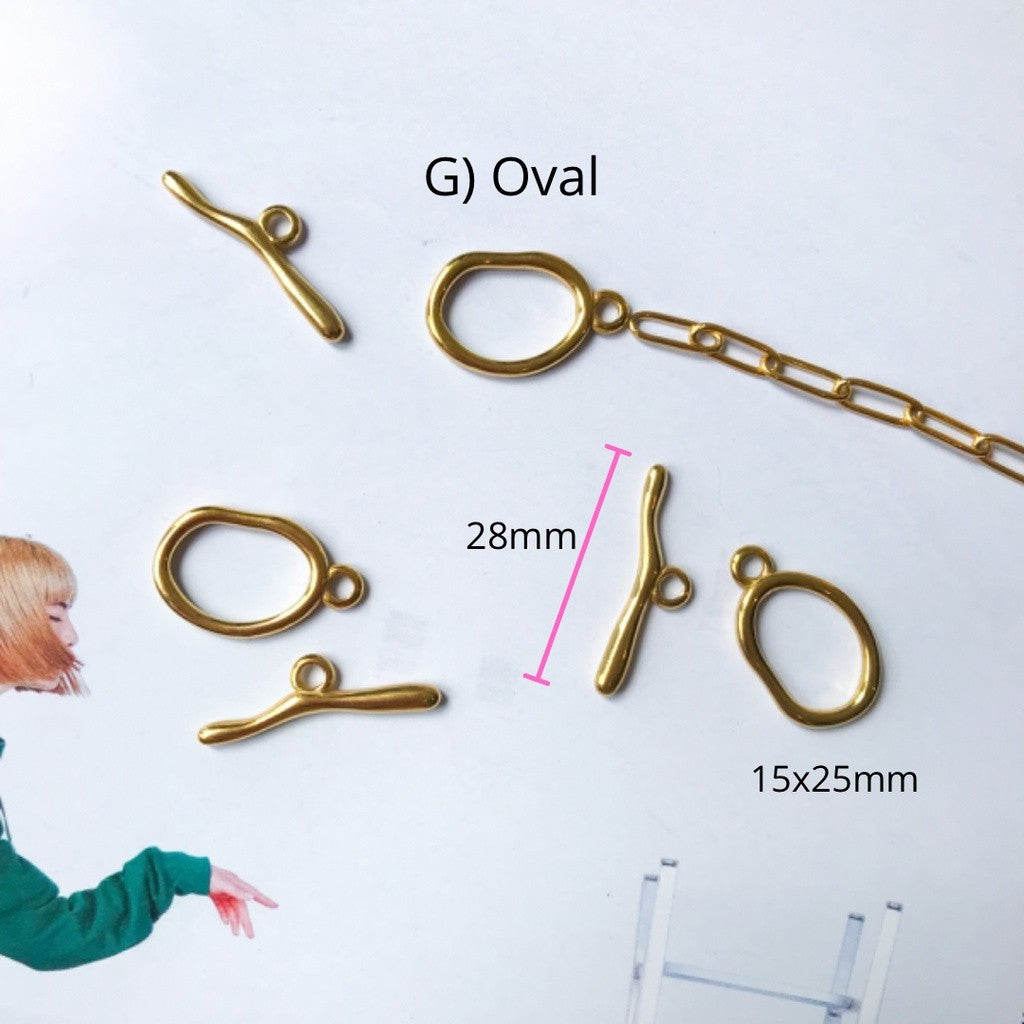 OT toggle 18k gold 1 set - Gold Stainless Steel ot ending clasp