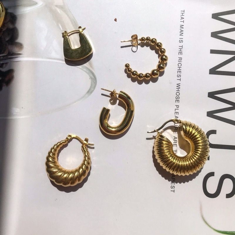 Croissant Huggies Earrings 1 pair  - Stainless Steel