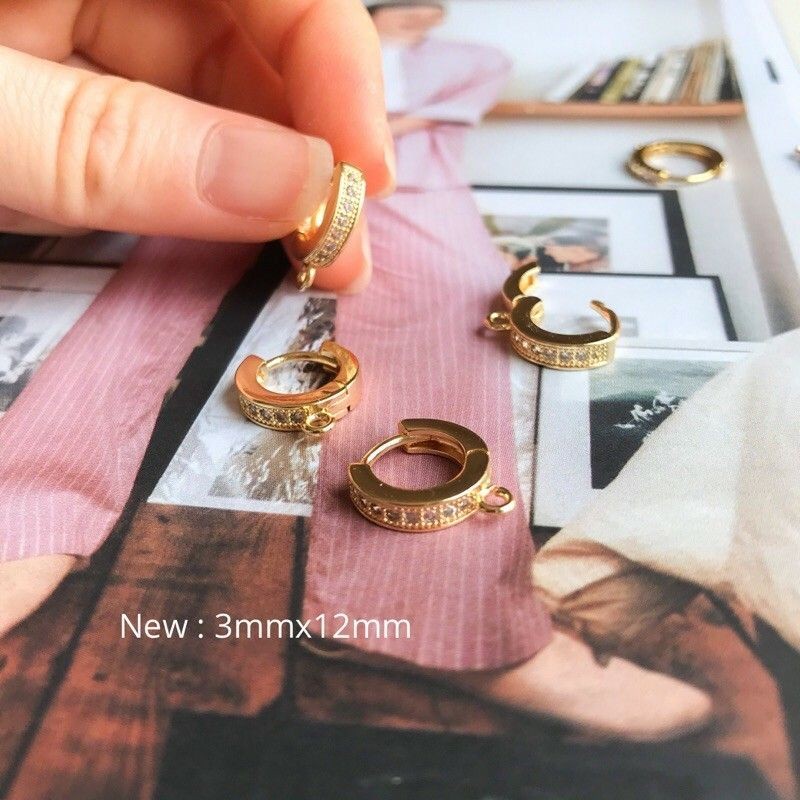 DIY Diamond Huggies [1pc] - Stainless Steel/ 14K Rolled Gold