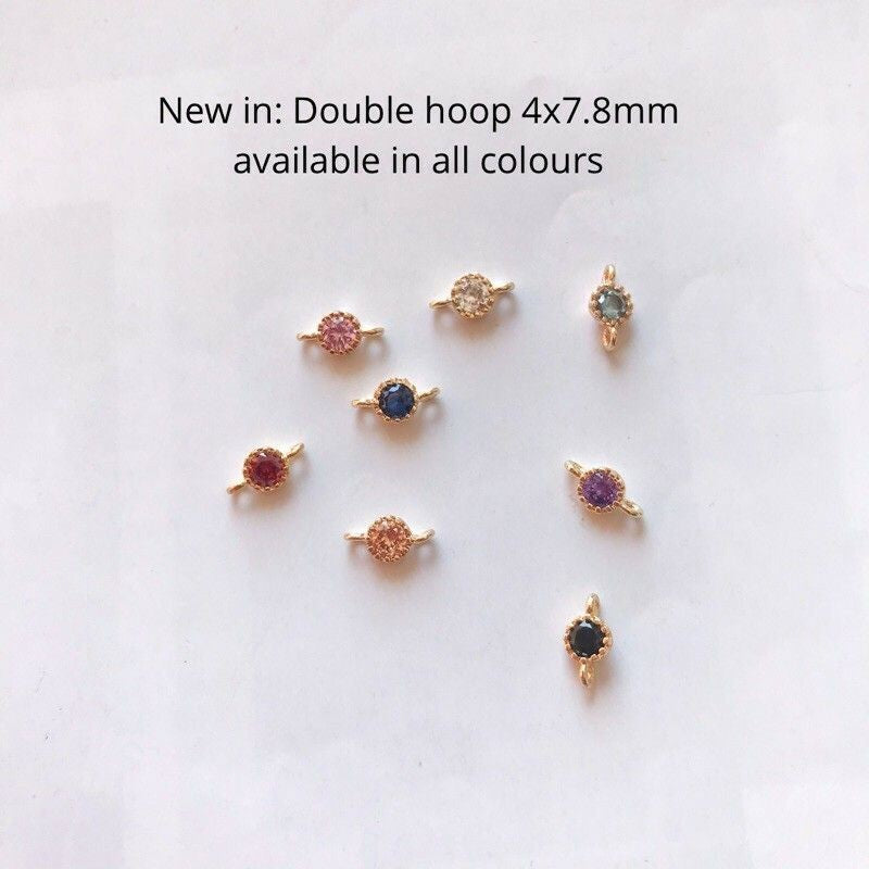 Little Round Gemstones Zirconia Charms 1Pc - 14K Rolled Gold