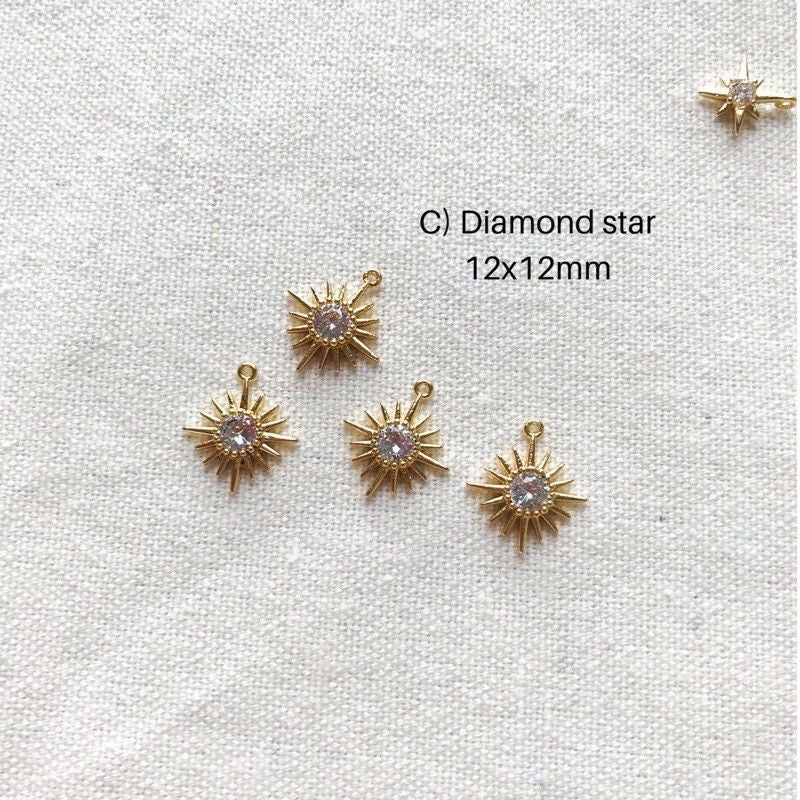 Large Sparkle Star with Blue Gemstones Opal shell - 18k Rolled Gold