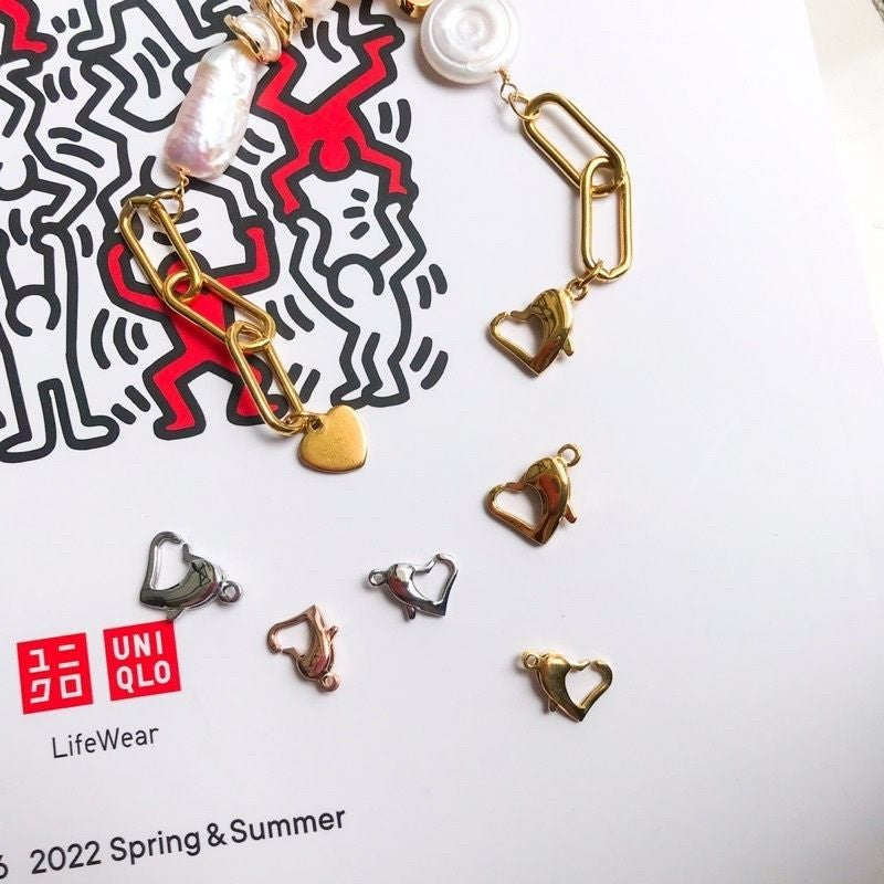 [Ending] Stainless steel heart-shaped love lobster clasp 1pc