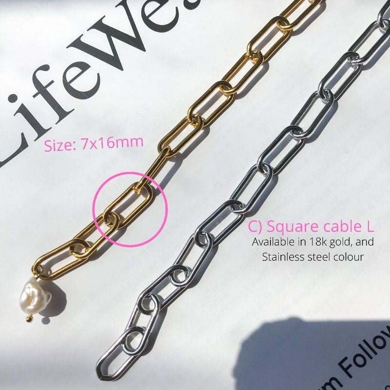 DIY Chain: Stainless steel Square Cable Chain