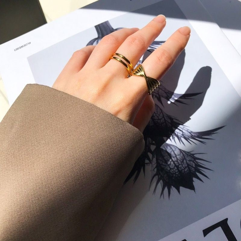 Ribbon Design Minimalist ring 1pcs - Stainless steel