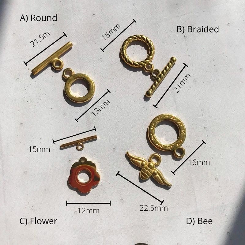 OT toggle 18k gold 1 set - Gold Stainless Steel ot ending clasp