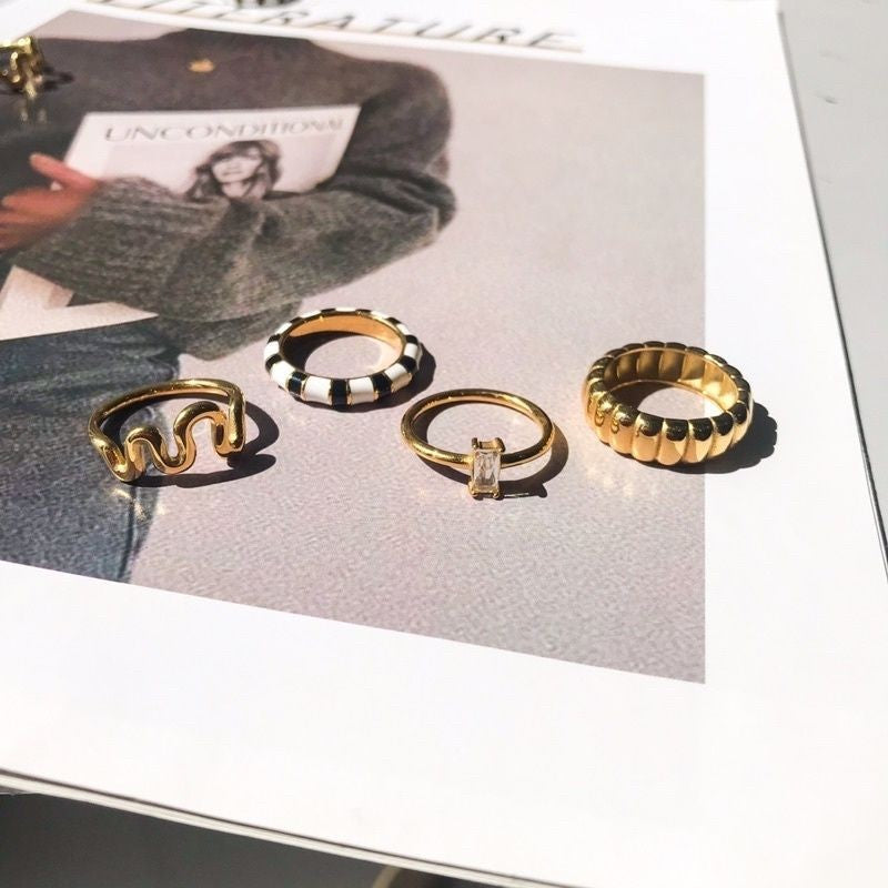 Stainless steel Zirconia rings 1pc - Wavelength/ Zebra/ Diamond/ Gear
