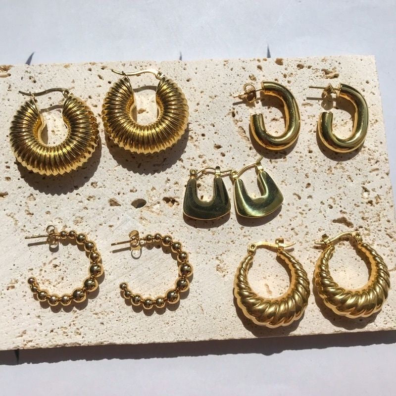 Croissant Huggies Earrings 1 pair  - Stainless Steel