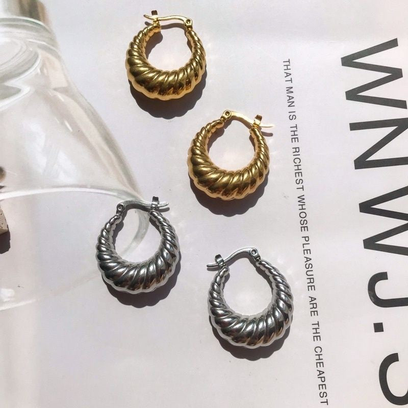 Croissant Huggies Earrings 1 pair  - Stainless Steel