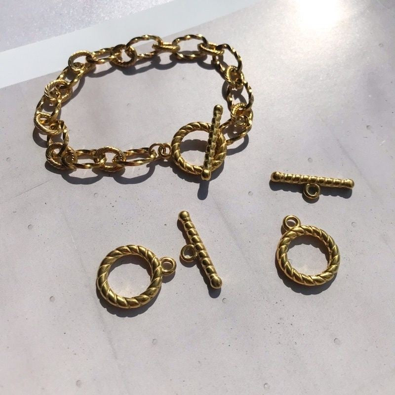OT toggle 18k gold 1 set - Gold Stainless Steel ot ending clasp