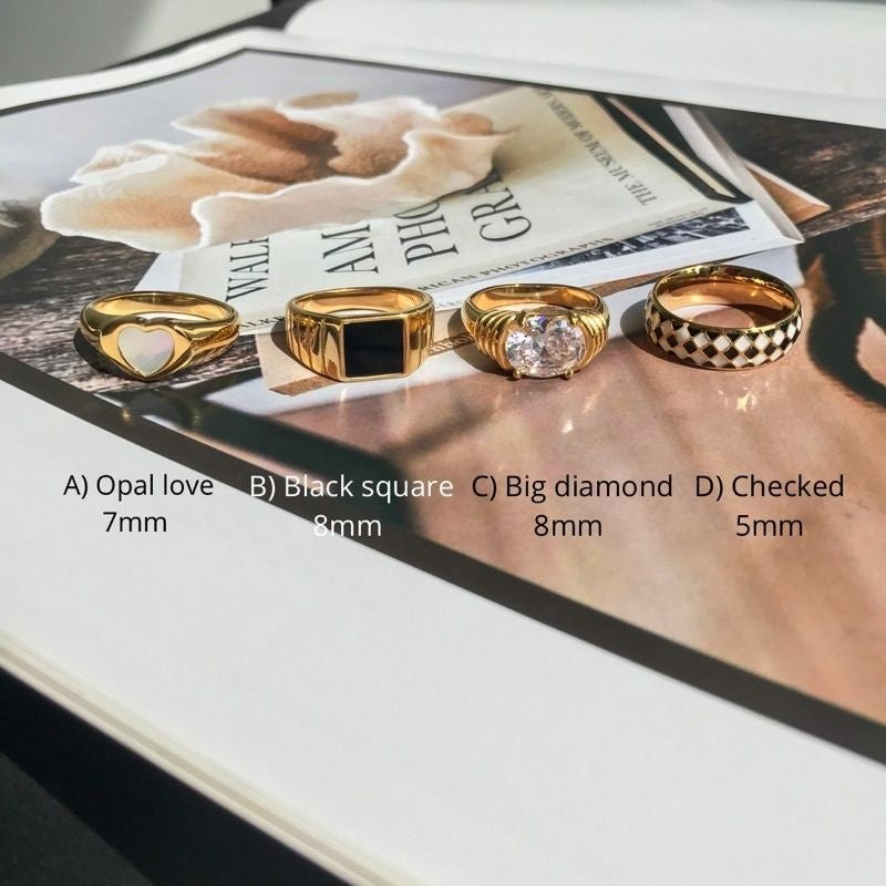 White Black Ring 1pcs - Stainless steel