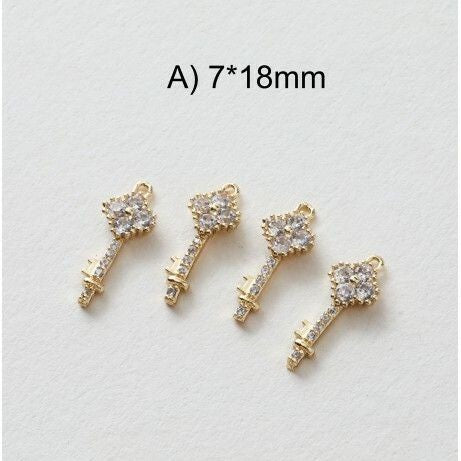 Key/ Diamond Love/ Locket Pendant 1Pc - 14K Rolled Gold