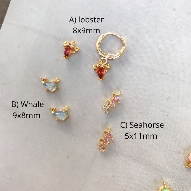 Mini Sea Creatures With Zirconia Stone 1 Pc -14K Rolled Gold