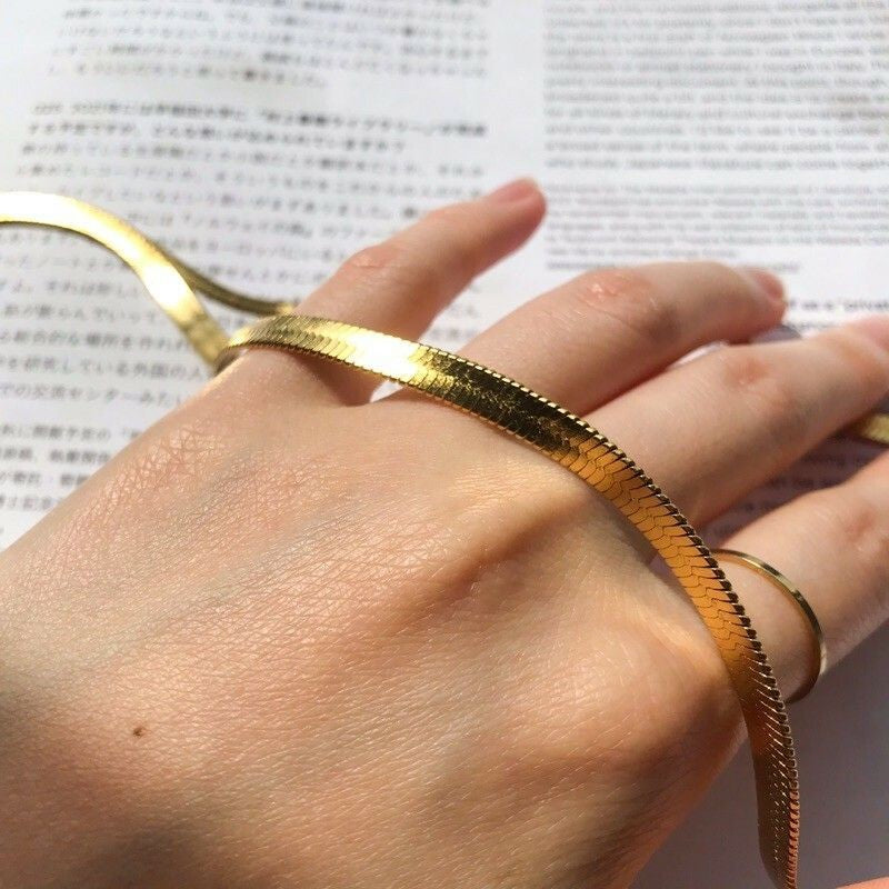 Flat Snake Chain Necklace 1Pc - Stainless Steel