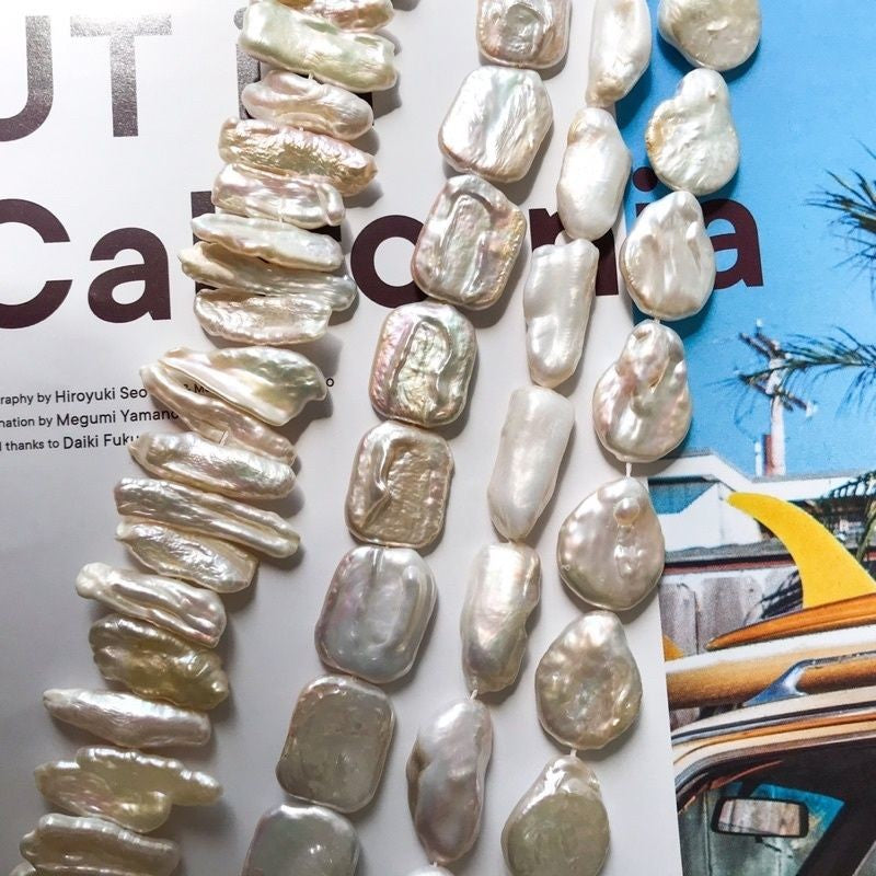 [1 strand] Freshwater pearls for diy/ Elongated pearls Teardrop pearl