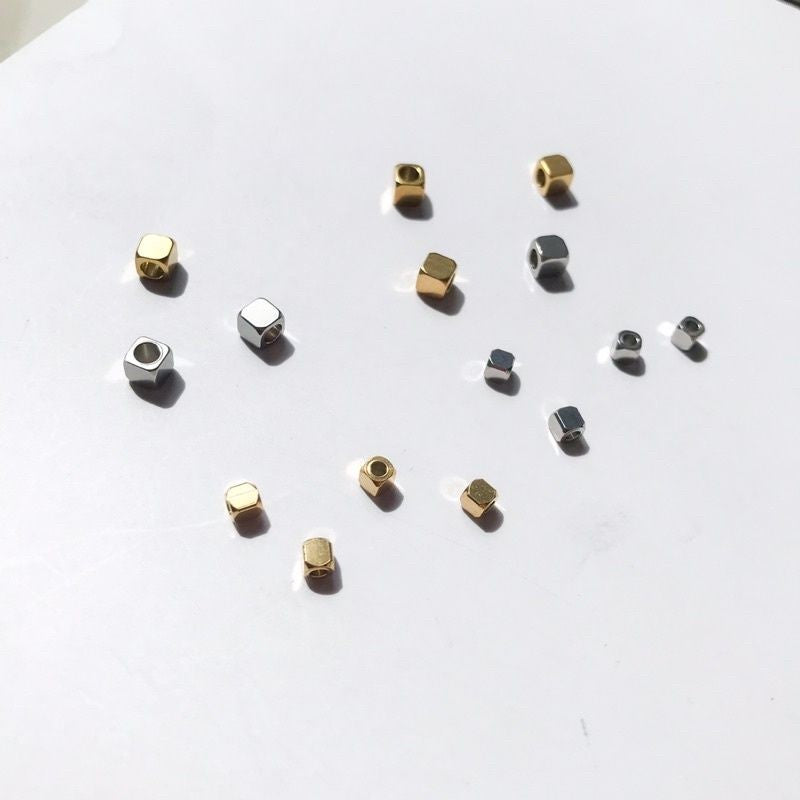 Square beads 10pcs spacer bead- Stainless steel