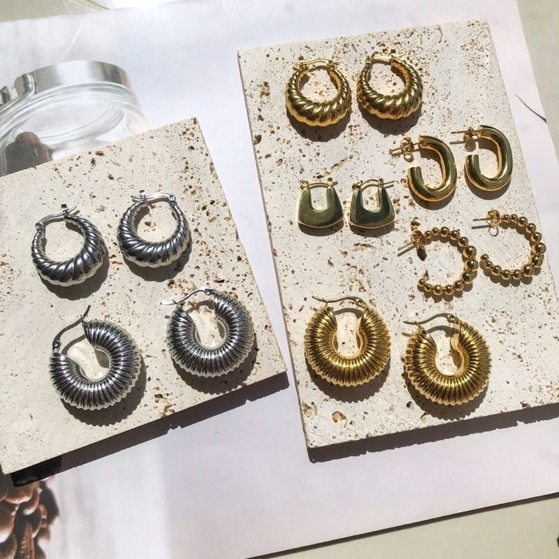 Croissant Huggies Earrings 1 pair  - Stainless Steel