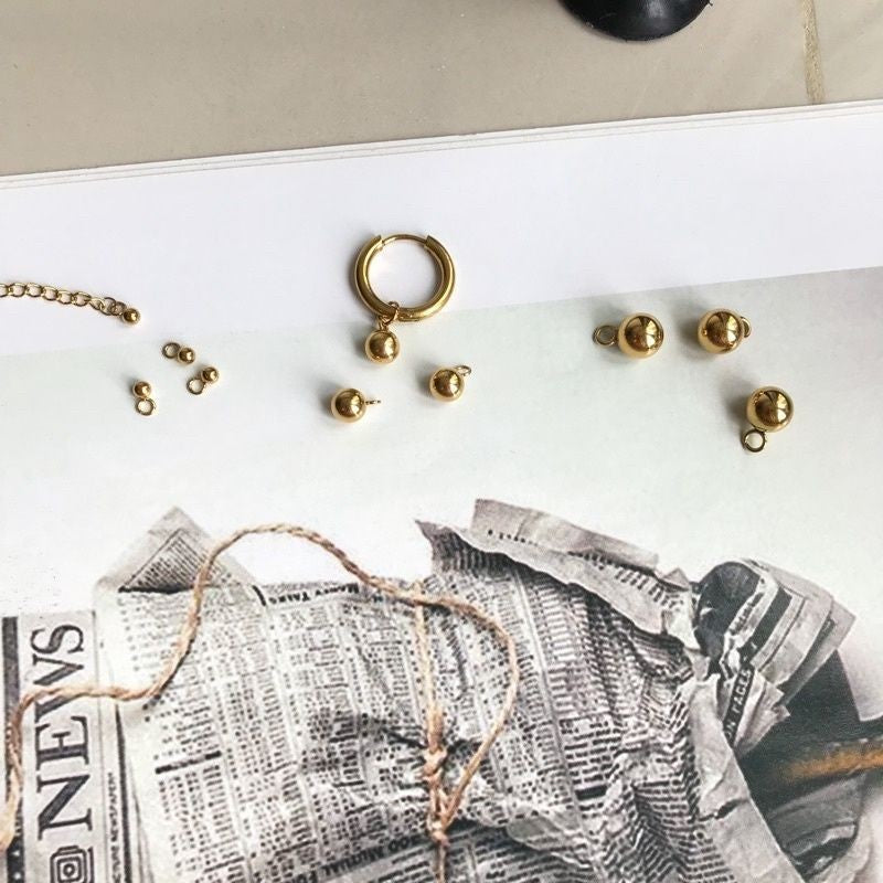 Beads pendant 3/6/8mm 10pcs - Stainless Steel