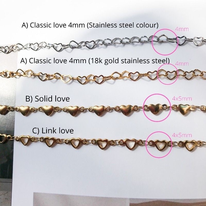 DIY Chain: Stainless steel Heart Shaped Chain
