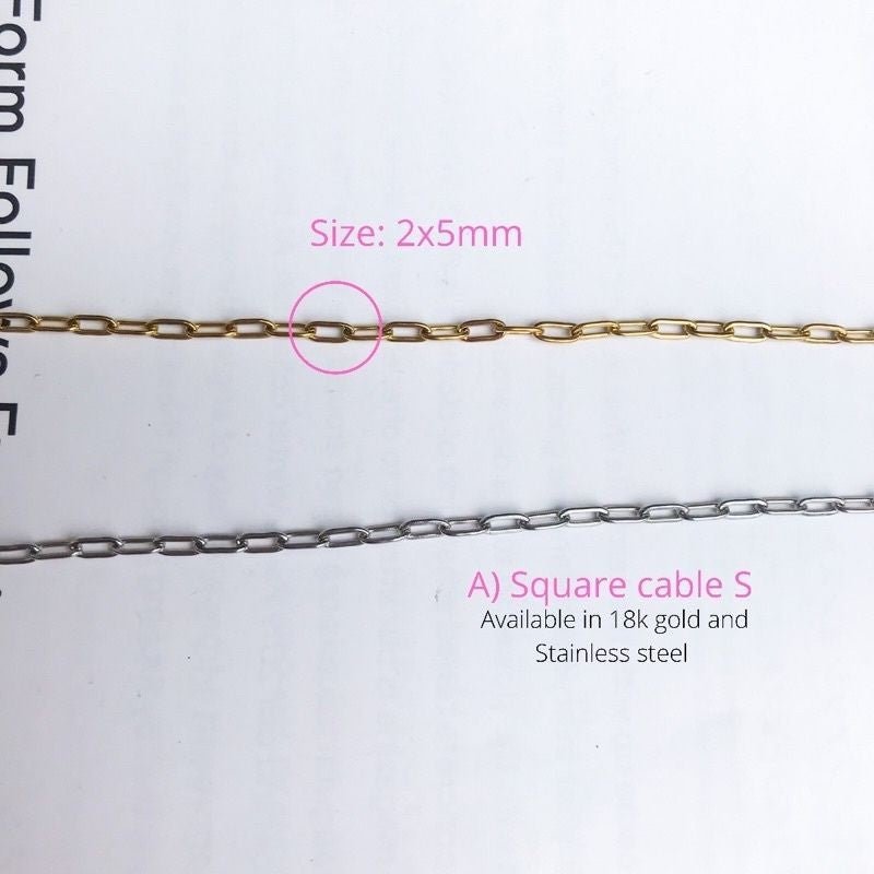 DIY Chain: Stainless steel Square Cable Chain