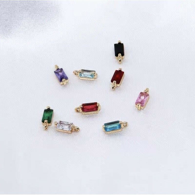 Rectangle Gemstones Pendant 1pc - 14KRolled Gold