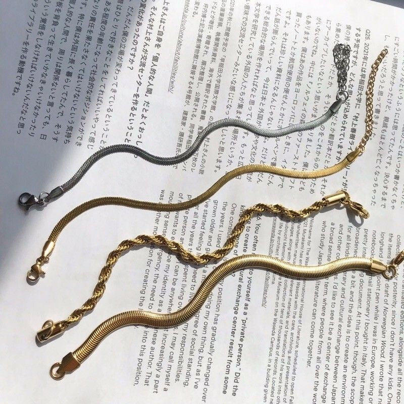 Snake Chain Bracelet/ Stainless Steel/ Rope Chain Bracelet - Stainless Steel