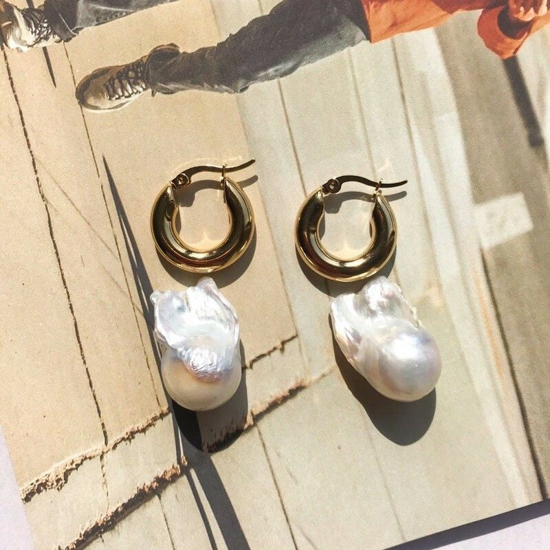 Thick Hoop Earrings/ Thick Huggies 1pc - Stainless Steel