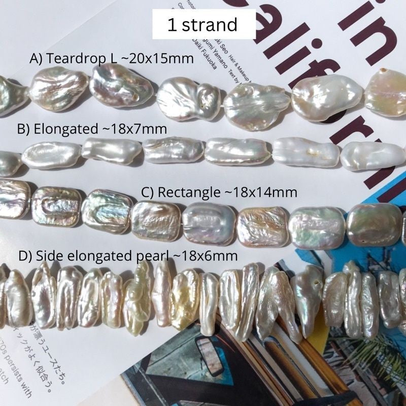 [1 strand] Freshwater pearls for diy/ Elongated pearls Teardrop pearl