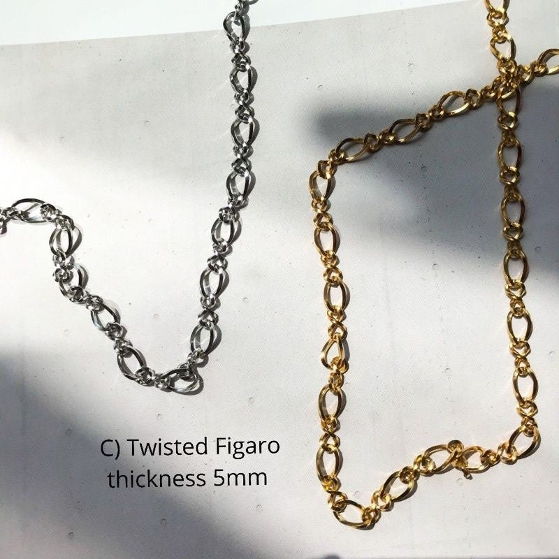 DIY Chain: Stainless steel Braided Oval/Oval link/ Twisted Figaro Chain