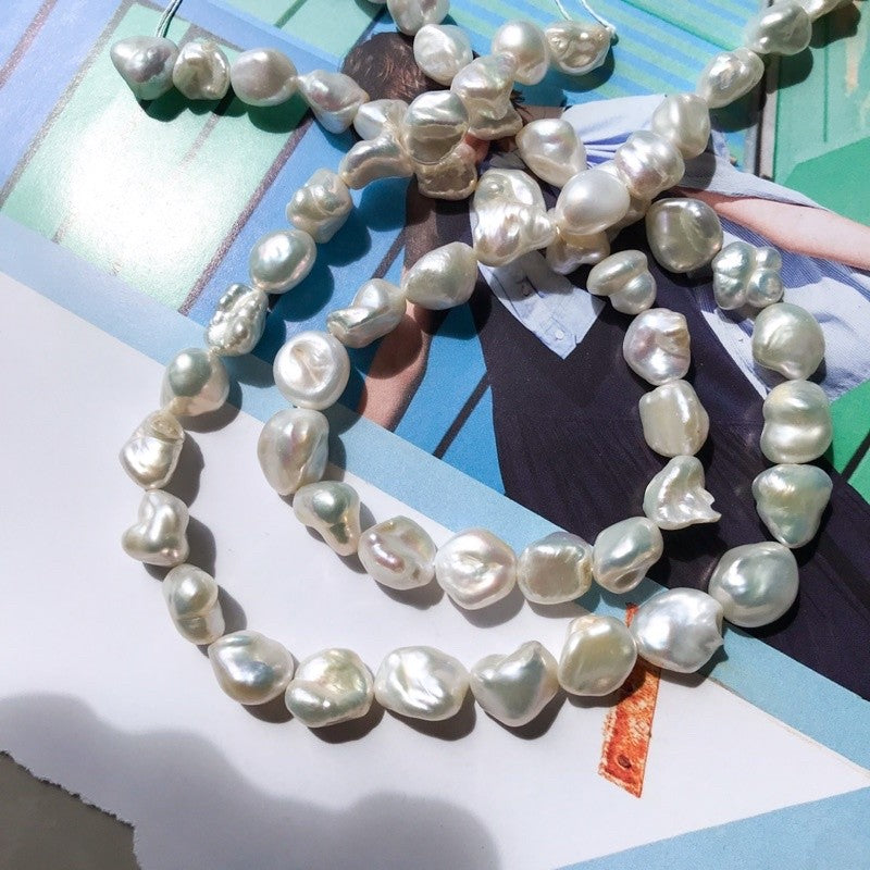 [1 strand] Freshwater Pearl for diy jewellery making/ Rounded coin pearl cross pearl Irregular pearls