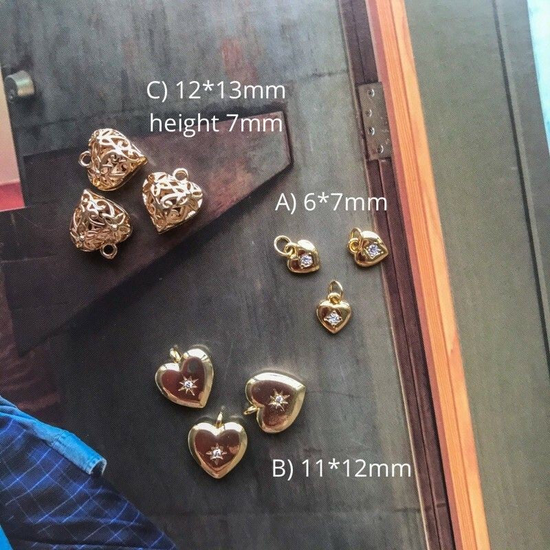 Heart Shape Love Pendants with Gemstones 1Pc - 14K Rolled Gold