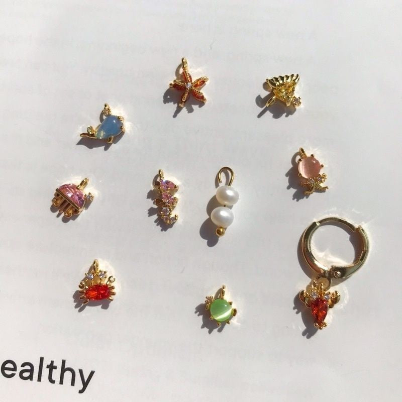 Mini Sea Creatures With Zirconia Stone 1 Pc -14K Rolled Gold