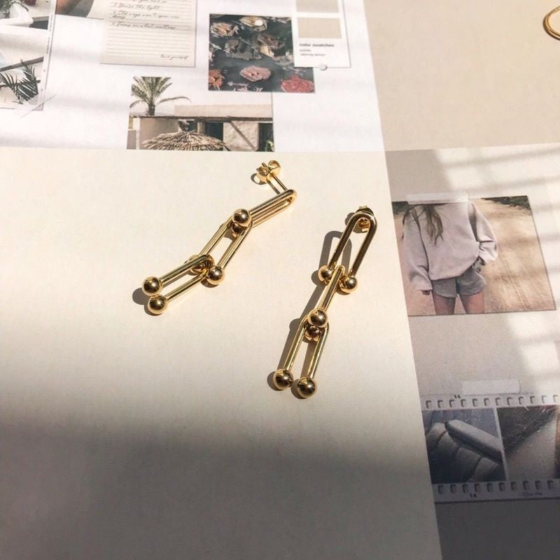 Croissant Huggies Thick Gold Earrings 1Pairs - Stainless Steel