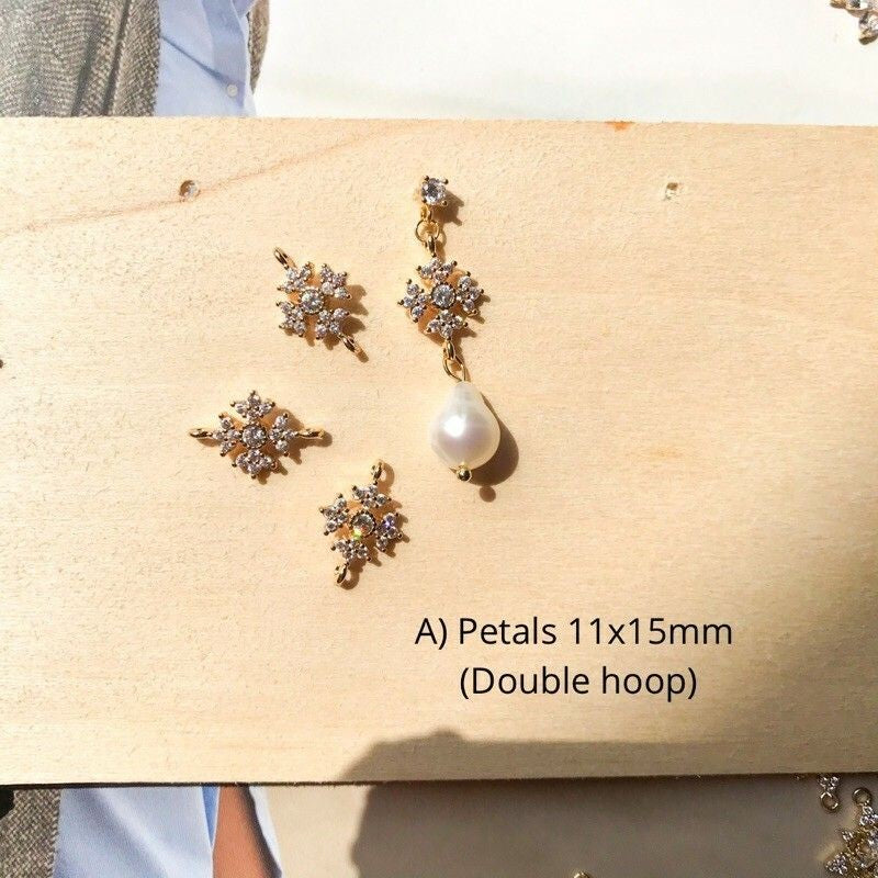 Sparkle Double Hook Petals/Chandelier/Snow Flake/Flower- 14K Rolled Gold