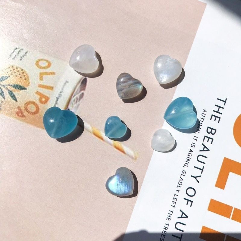 Natural stone with hole - Aquamarine / Herkimer Diamond/ Moonstone Love shaped