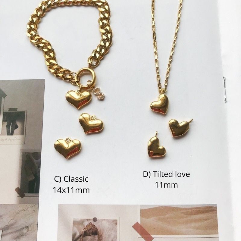 Stainless steel Love Pendant/ Gemstones Love Heart Shape 1Pc - Stainless Steel