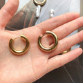 Type B Thick huggies earrings hoop 1 pair/ Stainless steel with PVD coating/ 18k