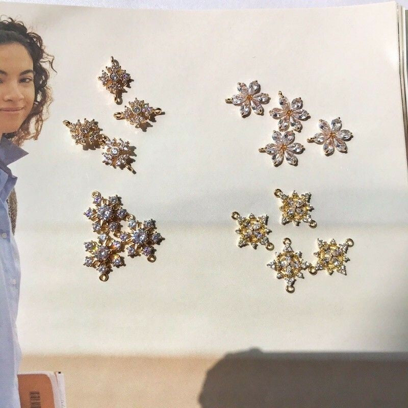 Sparkle Double Hook Petals/Chandelier/Snow Flake/Flower- 14K Rolled Gold