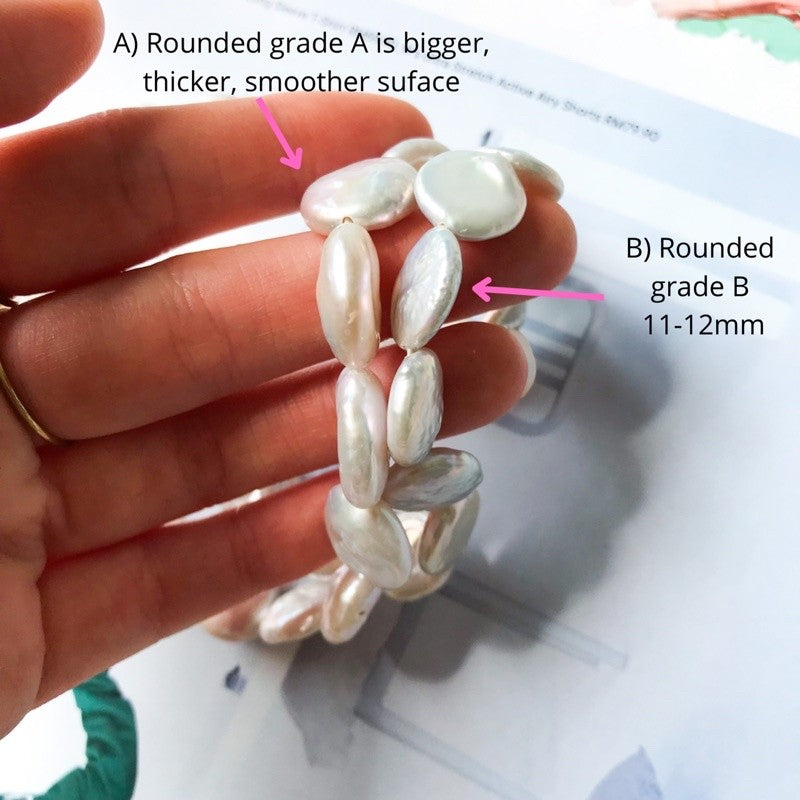 [1 strand] Freshwater Pearl for diy jewellery making/ Rounded coin pearl cross pearl Irregular pearls