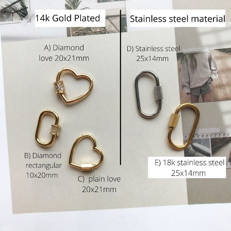 Big Claps Ending: Rectangular Lock with Diamonds/ Love Shaped Clasp