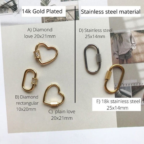 Big Claps Ending: Rectangular Lock with Diamonds/ Love Shaped Clasp
