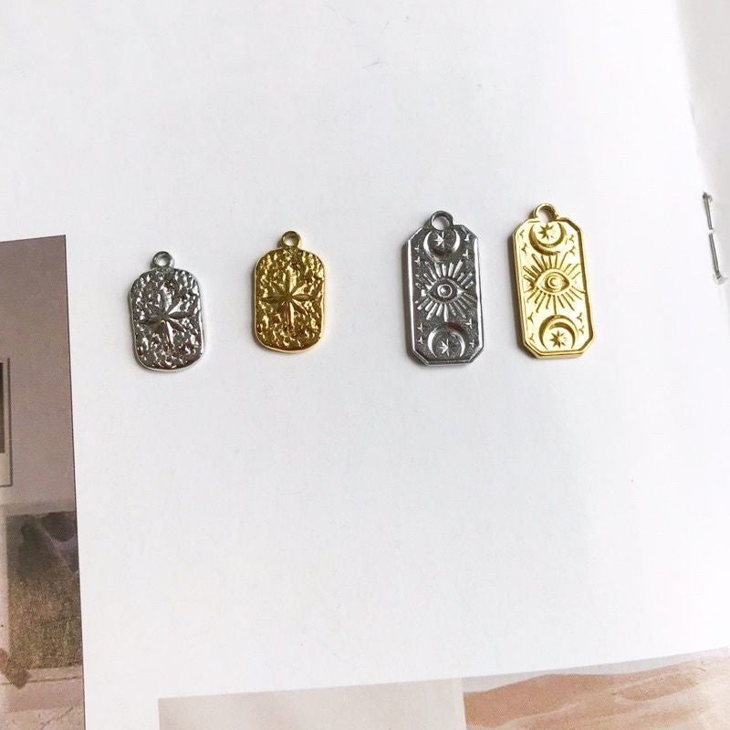 Rectangle Star Tarot Pendant 1pc - Stainless Steel